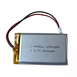 Batteria ricaricabile ai polimeri di litio LP803860 2000mah 3.7v per strumenti elettrici