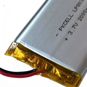 باتری لیتیوم پلیمری قابل شارژ LP803860 2000mah 3.7v برای ابزار الکترونیکی