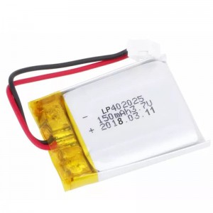 LP402025 150mah 3.7v Rechargeable Lithium Polymer Battery